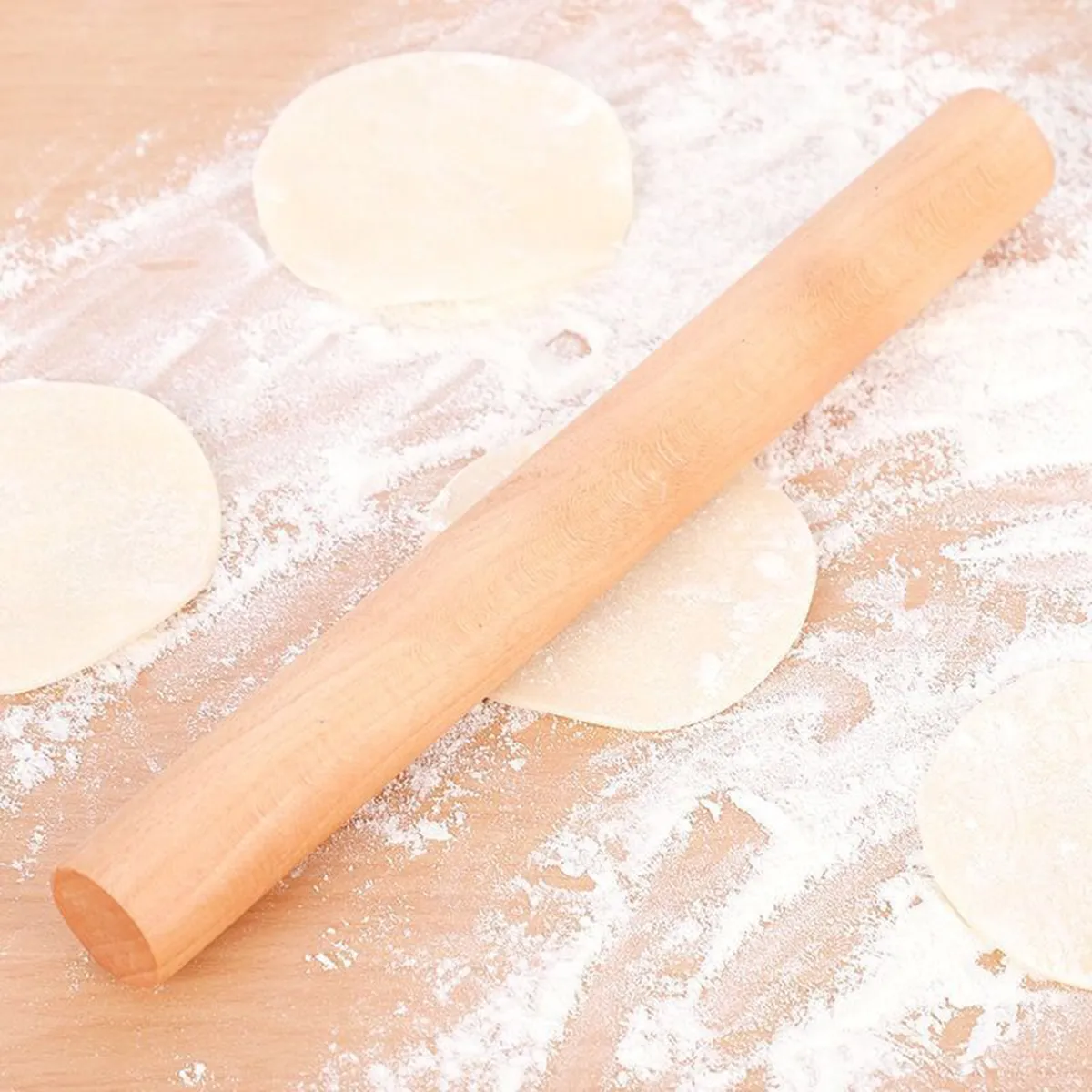 Premium Solid Wood Rolling Pin for Baking and Doughs Yellow big image 1