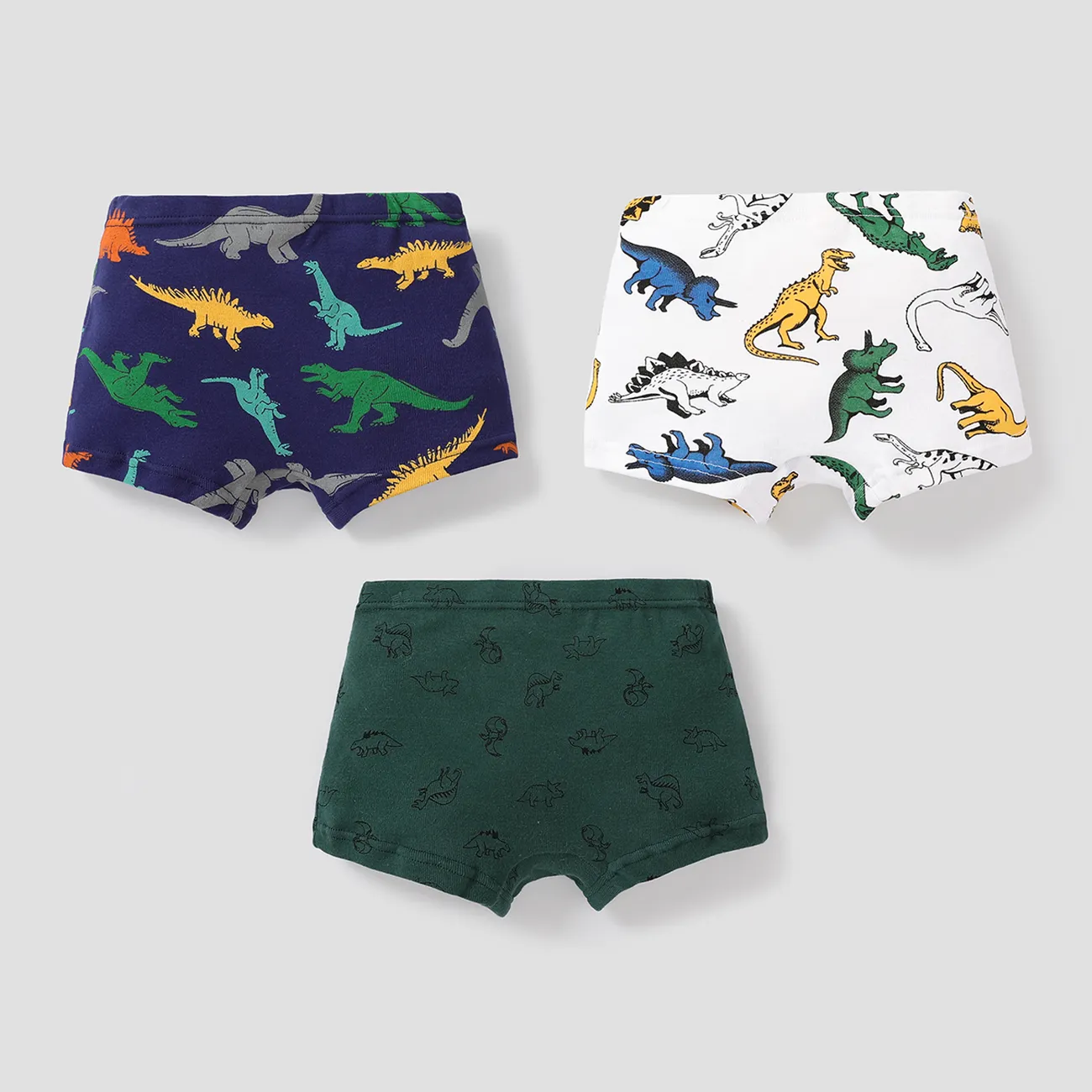 3 قطع طفل صغير / طفل صبي ديناصور نمط مجموعة الملابس الداخلية القطنية متعدد الألوان big image 1
