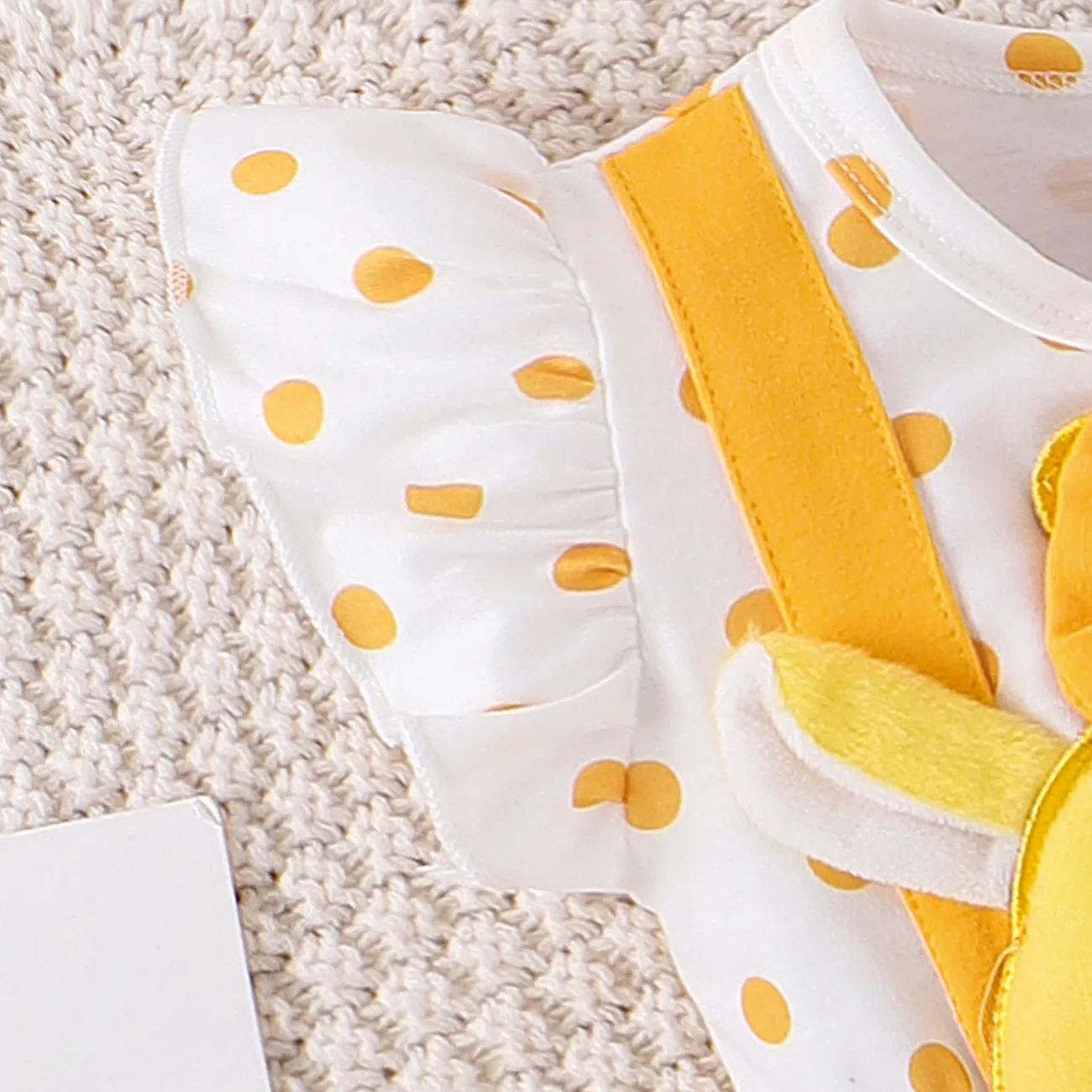 嬰兒 女 立體造型 長頸鹿 童趣 短袖 長腿連身衣 黃色 big image 1