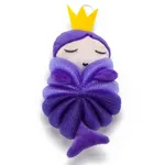 Paquete individual de bolas de baño para niños - Linda esponja de baño de sirena de dibujos animados para bebés Púrpura