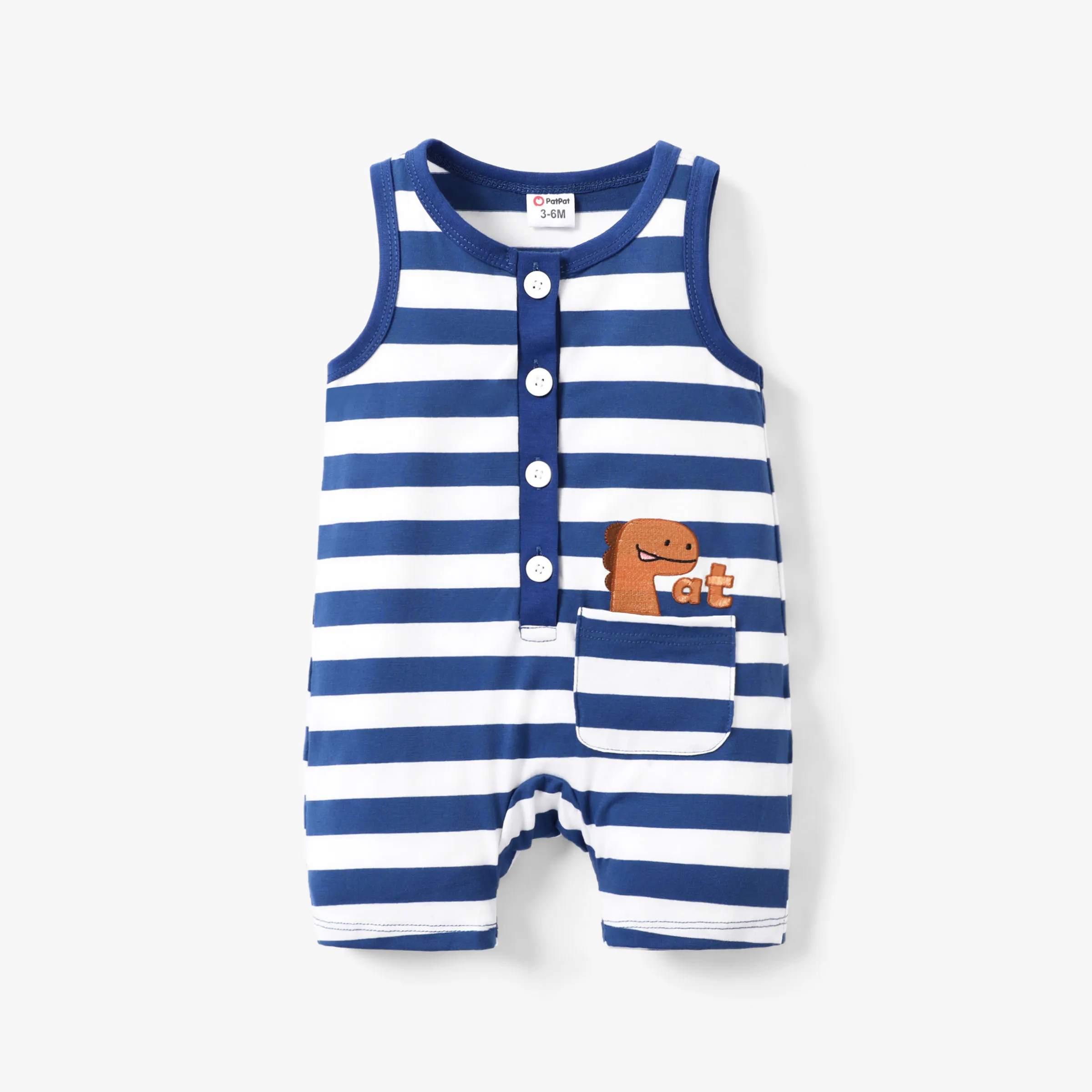 Baby Girl/Boy Childlike Dinosaur Pattern Secret Button Jumpsuit