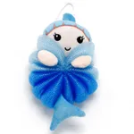 Pacote Individual Bola de Banho Infantil - Esponja de Banho Bonito dos Desenhos Animados Sereia para Bebês Azul