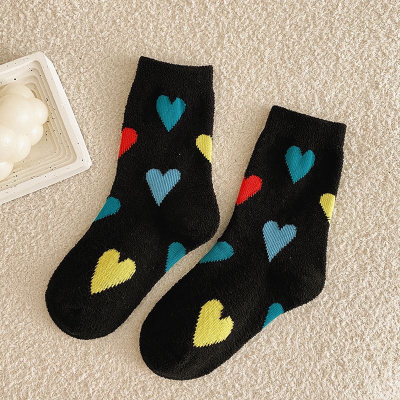 Toddler/kids Coral Velvet Fashionable Warm Love Socks