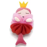 Pacote Individual Bola de Banho Infantil - Esponja de Banho Bonito dos Desenhos Animados Sereia para Bebês Vermelho
