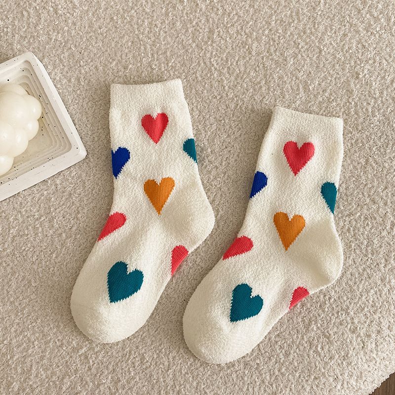 Toddler/kids Coral Velvet Fashionable Warm Love Socks