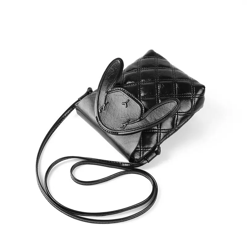 Enfant en bas âge/enfants/adulte mignon petit lapin téléphone portable pièce de monnaie sac à bandoulière Noir big image 1