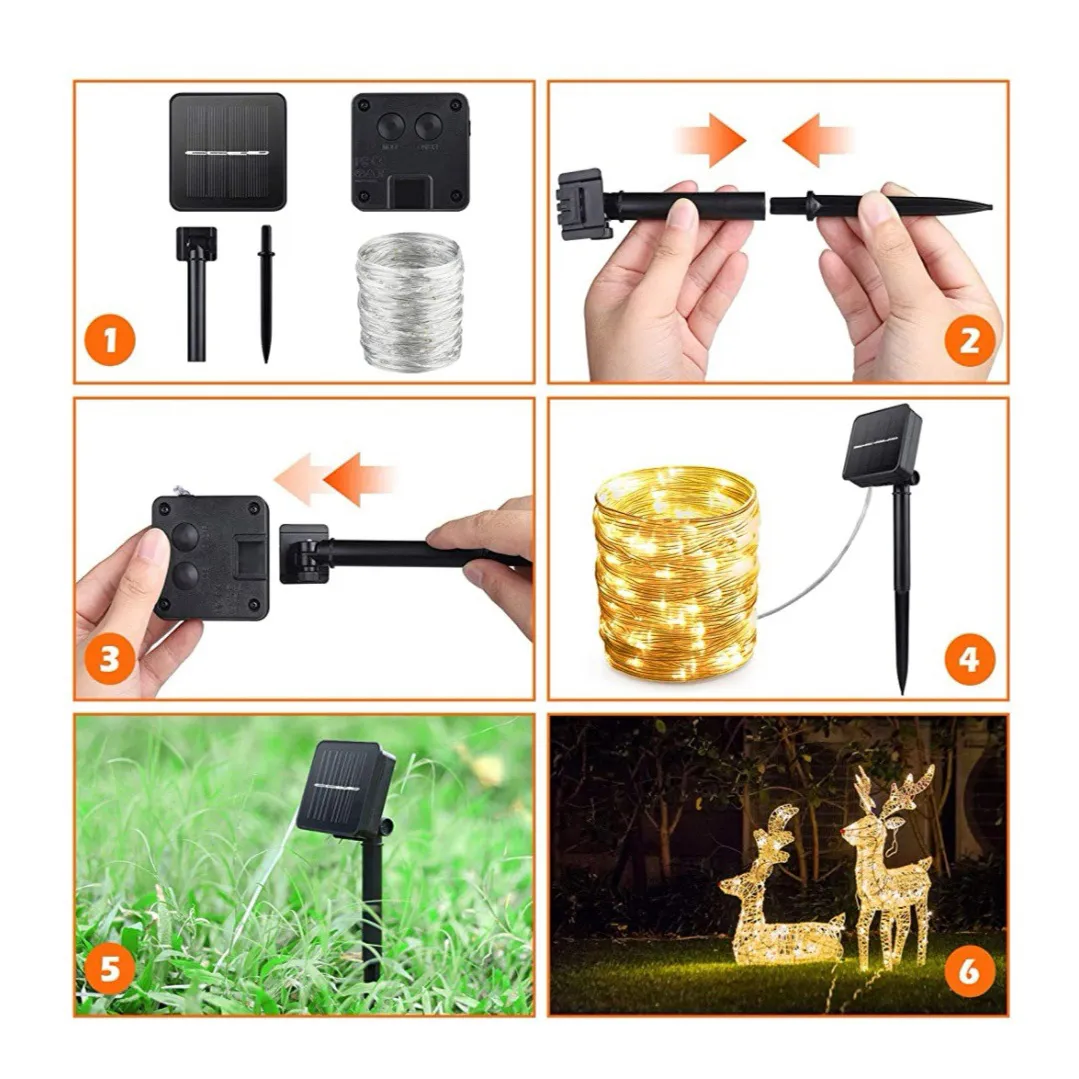 Solar-Powered LED Copper Wire Lights String, Outdoor Yard Decoration Color-A big image 1