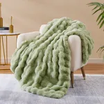 PatPat Dupla Camada de Pelúcia Faux Rabbit Fur Bubble Jacquard Blanket Verde