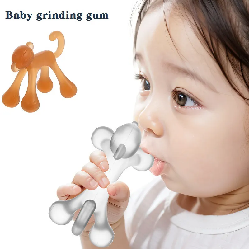 Beißspielzeug in Affenform - Baby-Beißring aus lebensmittelechtem Flüssigsilikon orange big image 1