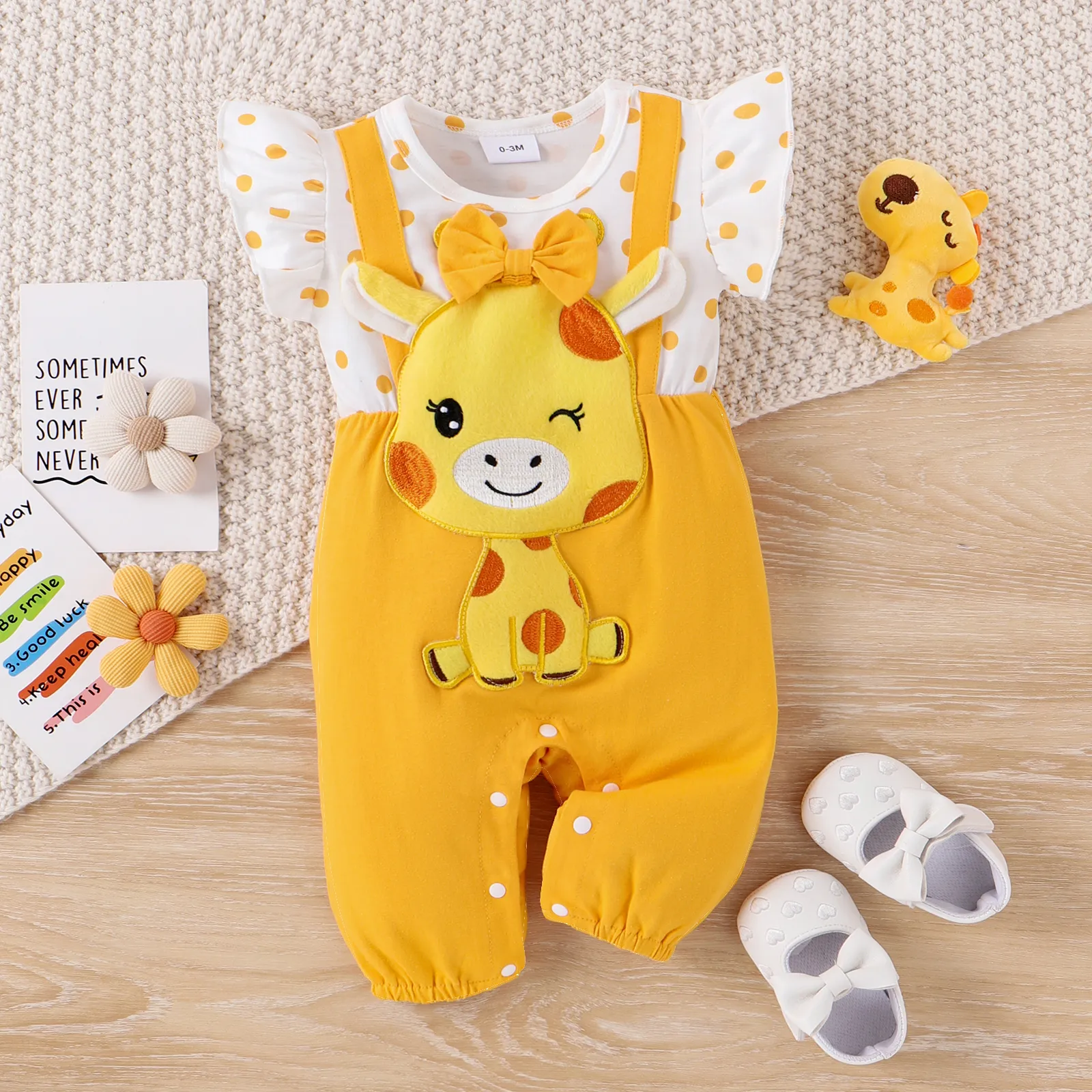 Combinaison à Manches Courtes De Girafe 3D Hyper-tactile Douce Pour Bébé Fille