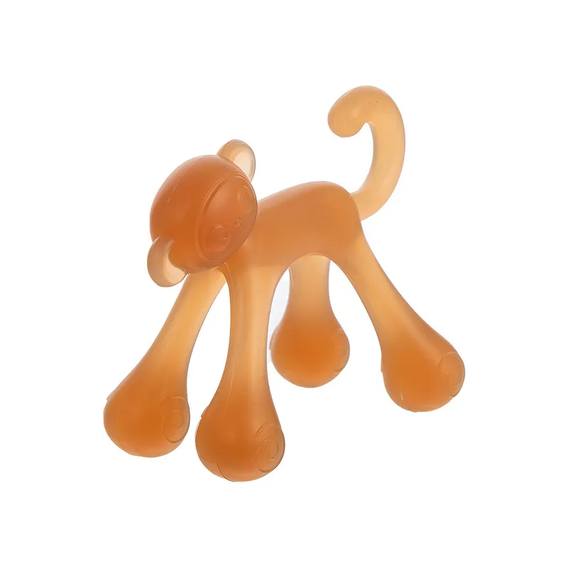 Monkey Shaped Teething Chew Toy - Baby Teether Made of Food-Grade Liquid Silicone Orange big image 1