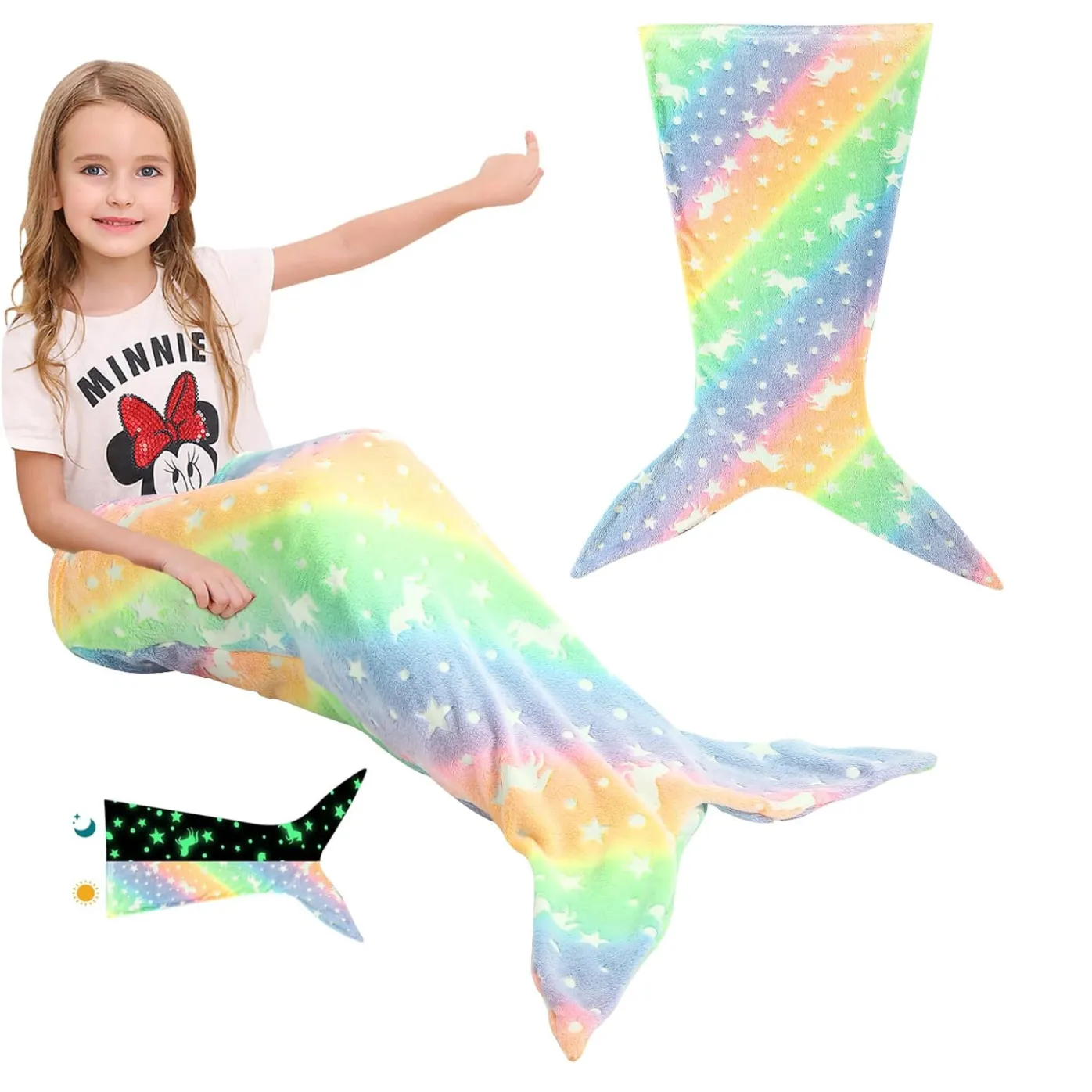 

Toddler Mermaid Night Light Sleeping Bag in Flannel Fleece