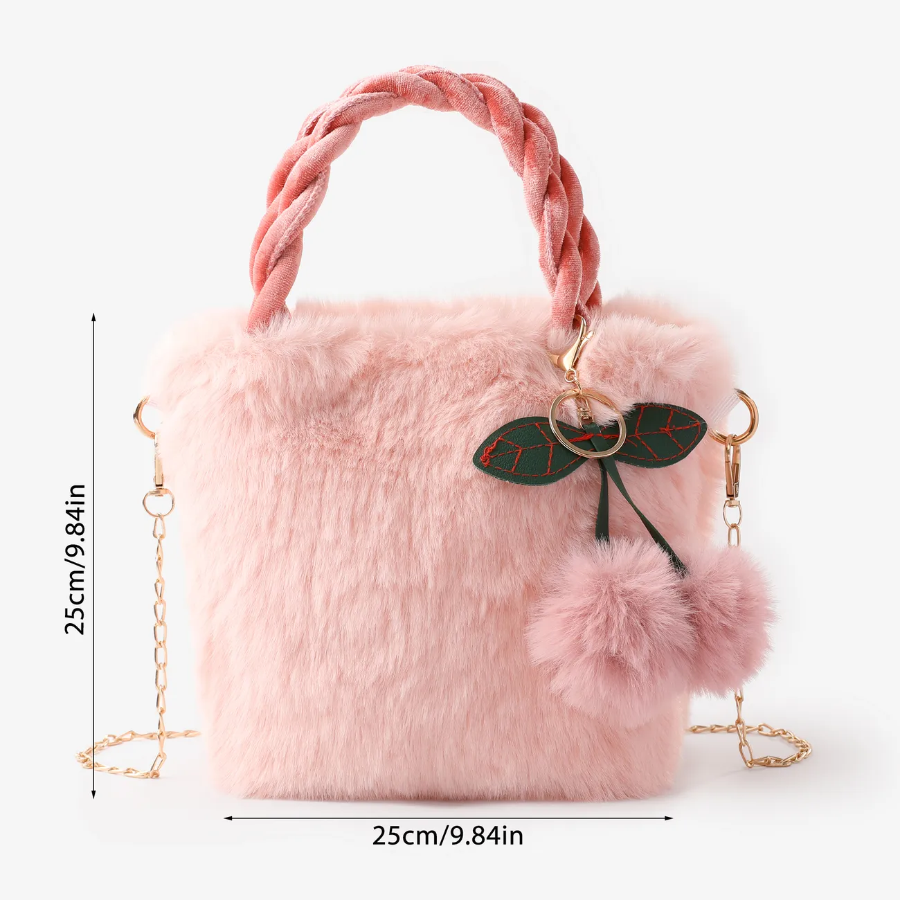 Kids likes Plush fashionable bucket bag Pink big image 1