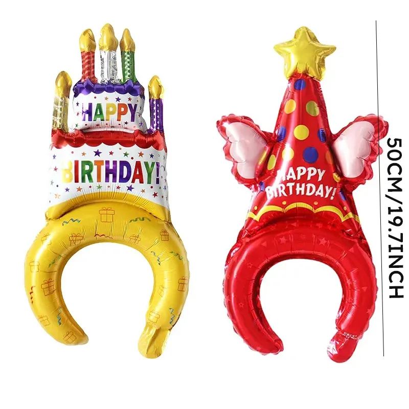 Set of 4 Aluminum Foil Balloon Headbands for Birthday Parties and Events Color-A big image 1