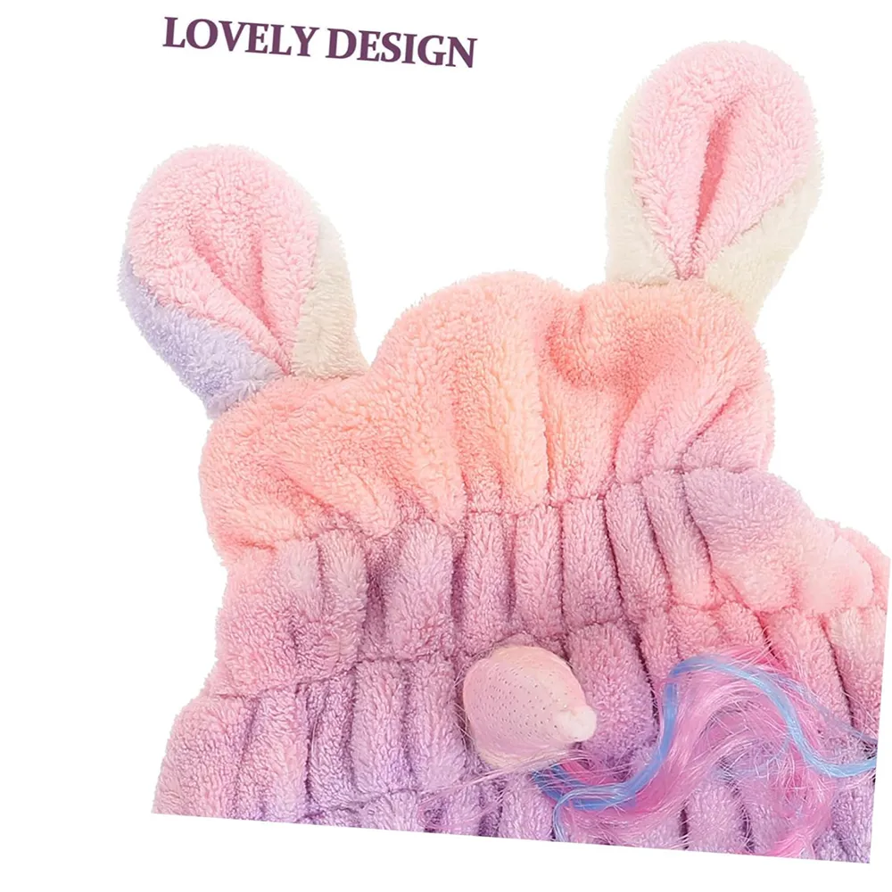 Linda gorra de secado de pelo de la familia unicornio en vellón de coral Color-A big image 1