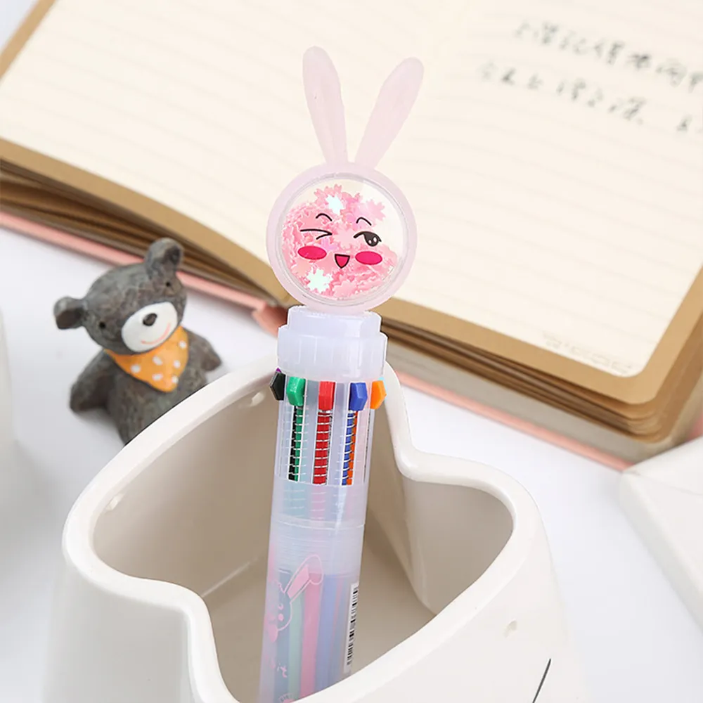 Bolígrafos de conejo de dibujos animados en 10 colores Blanco big image 1