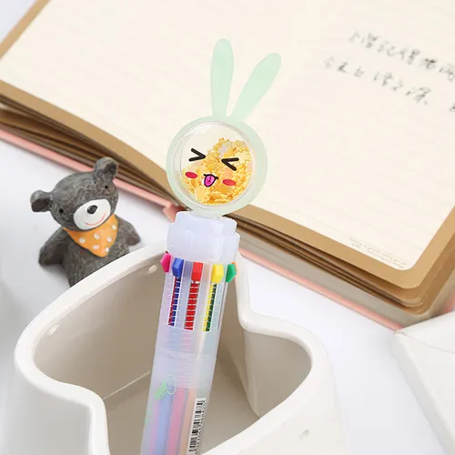 أقلام حبر جاف أرنب كرتونية في 10 ألوان