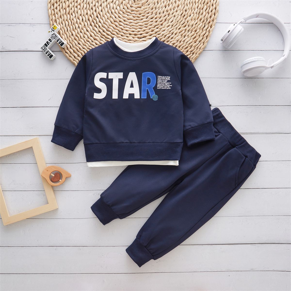 2pcs Baby Boy's Spring/Autumn Casual Letter Print Long Sleeve Top and Pants Set