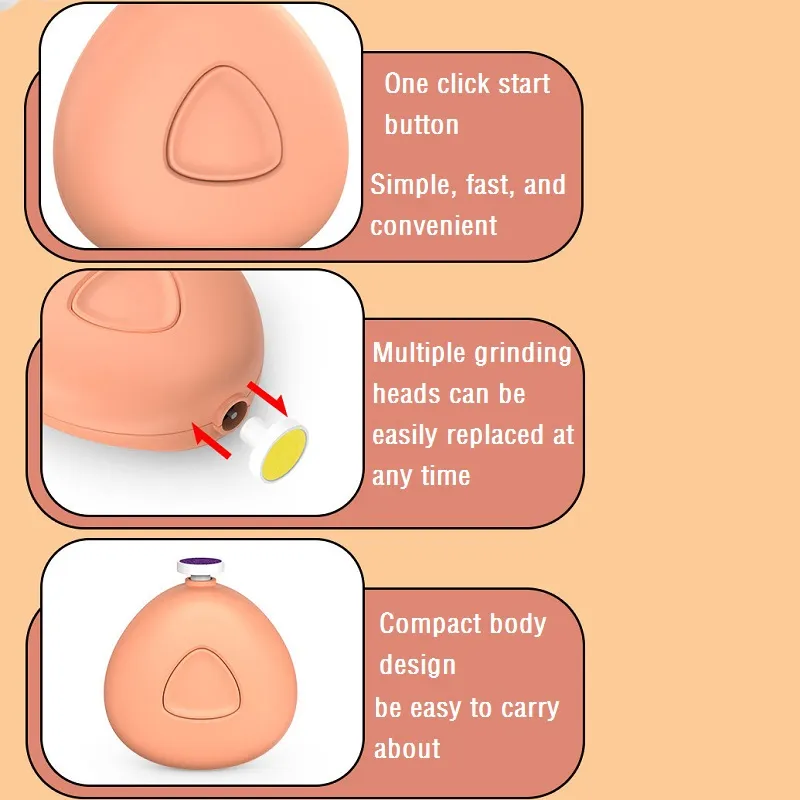 Moedor de unhas elétrico para bebês recém-nascidos com cortador de unhas anti-pitada e 6 cabeças de moagem Branco big image 1