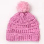 Baby Casual versatile and Warm wool knitted hat Pink