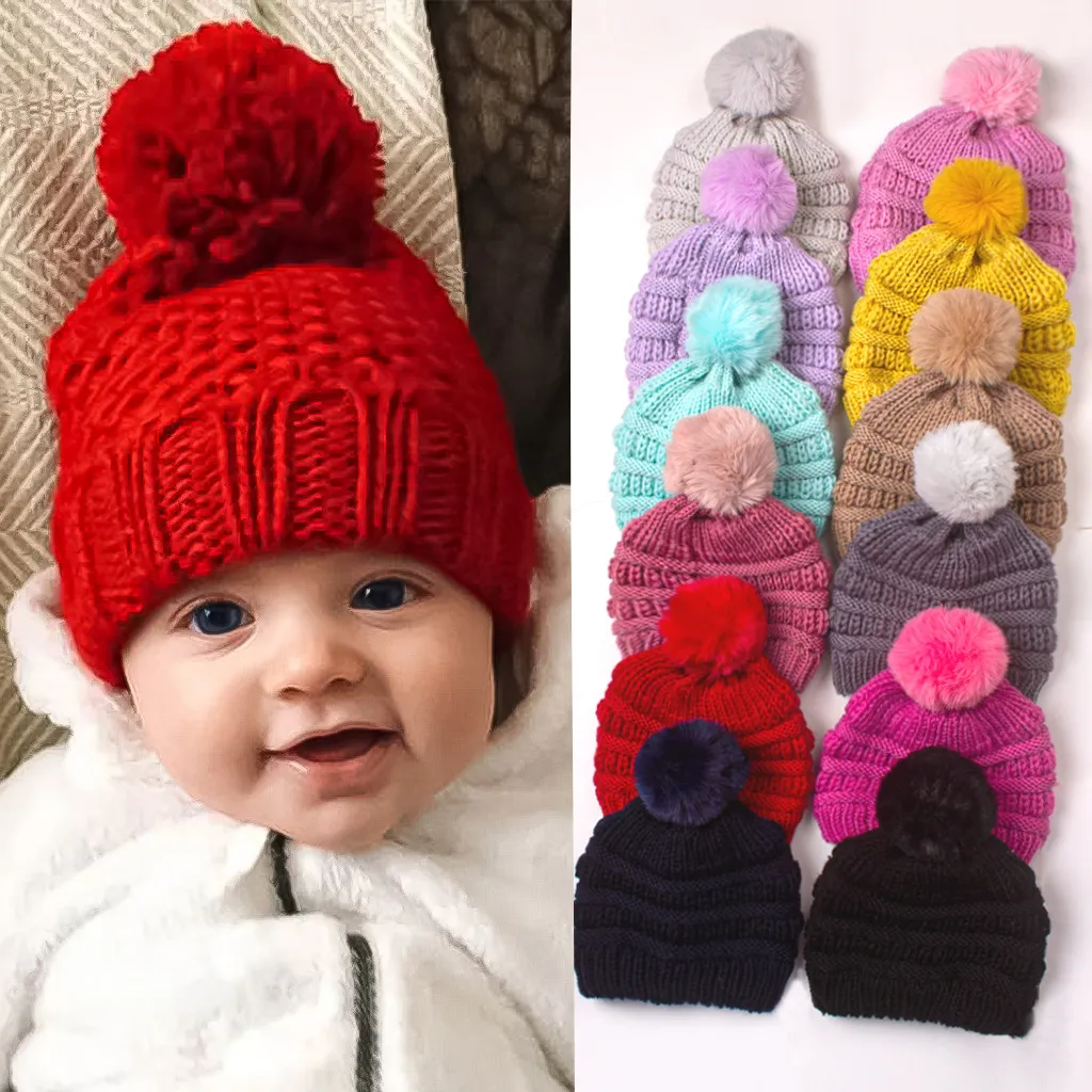 Baby Casual versatile and Warm wool knitted hat Pink big image 1