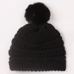 Baby Casual versatile and Warm wool knitted hat Black
