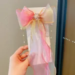 Toddler/kids Pearl bow tassel ribbon headband Color-C