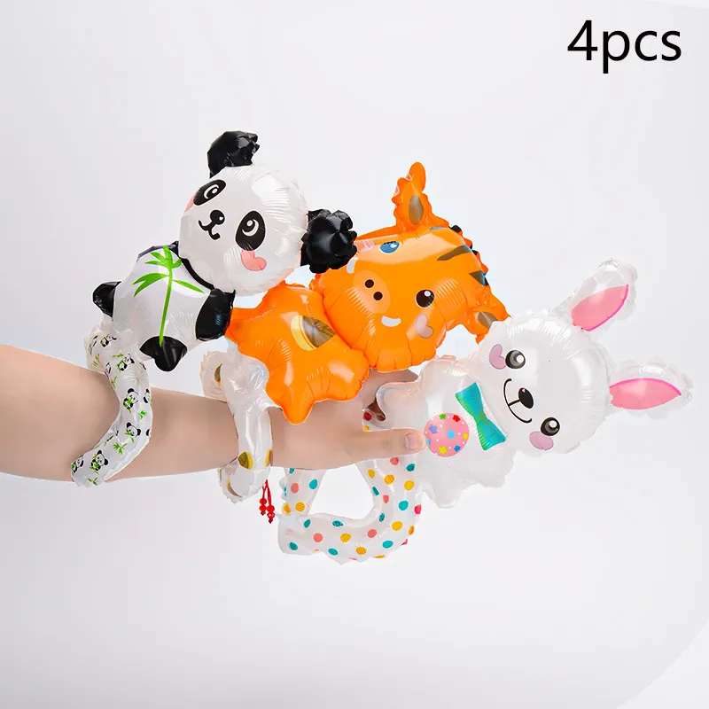 4-Pack Animal Wrist Aluminum Film Balloons for Birthday Party Decoration - Cute and Attractive Design Pink big image 1