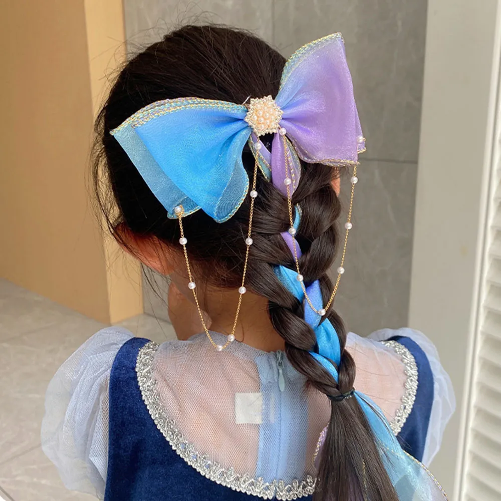 Diadema de cinta de borla de lazo de perlas para niños pequeños / niños Color-B big image 1