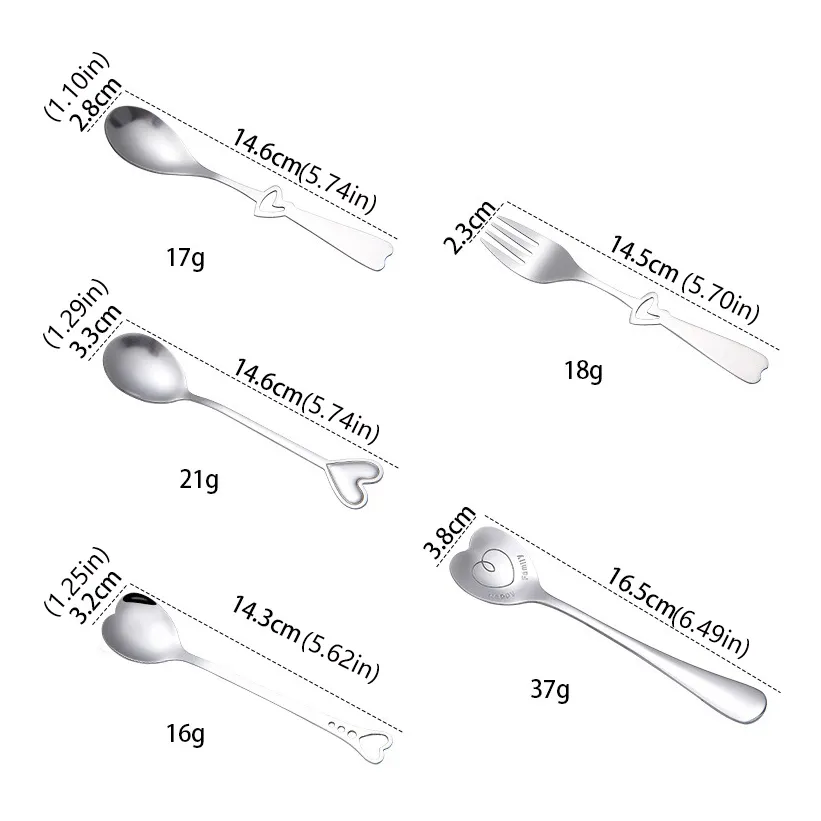 Juego De 5 Cucharas De Acero Inoxidable En Forma De Corazón Para Café Y Mezcla: Diseño Creativo Y único