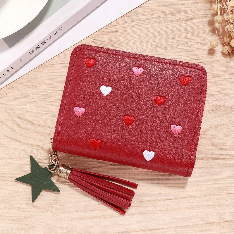 Toddler/kids Sweet Tassel PU leather coin purse WineRed big image 1