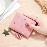 Toddler/kids Sweet Tassel PU leather coin purse Pink