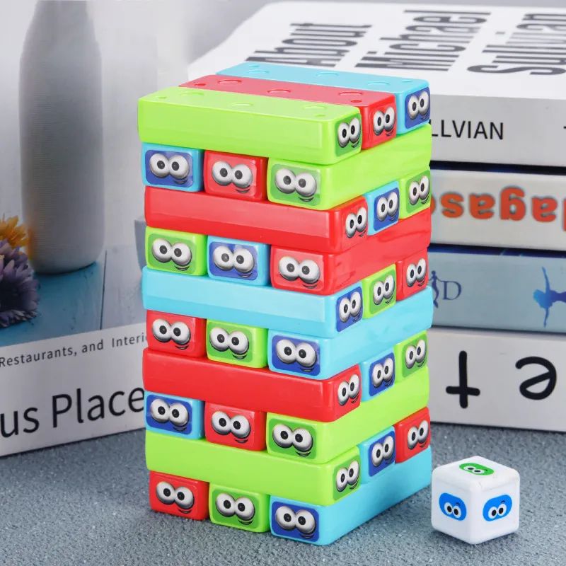 豐富多彩的堆疊遊戲 - 多人互動益智玩具，用於用安全的塑膠材料建造高塔，包括 30 個積木和 1 個骰子 花色 big image 1
