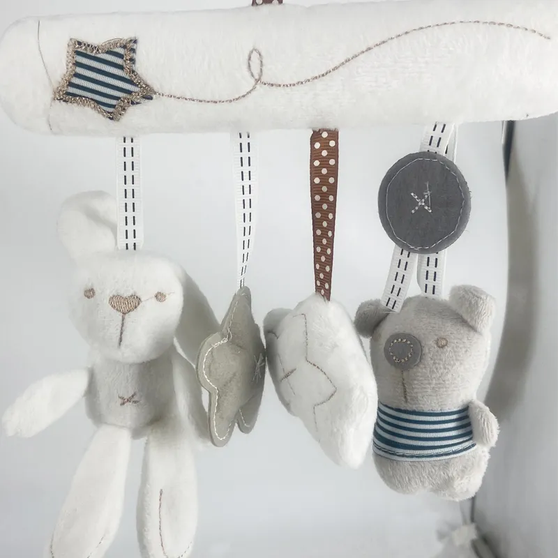 Musical Rabbit Plush Stroller/Crib Hanging Toy for Babies White big image 1