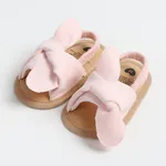 Baby/Toddler Girl Solid Color Elastic Band Leather Pre-Walker Shoes Pink