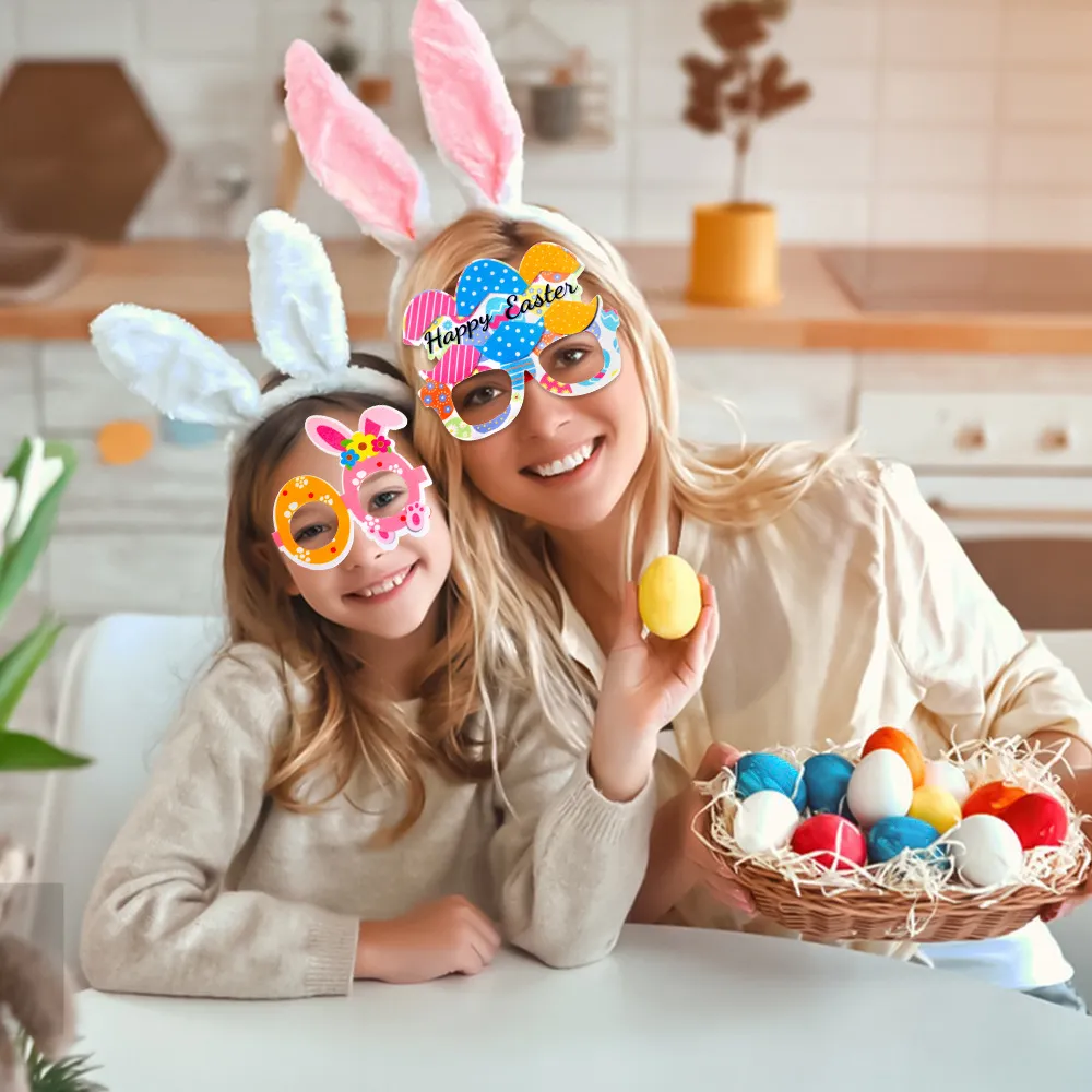 Enfant en bas âge/enfants lapin de Pâques oeuf cadre de lunettes poudre orange clair big image 1