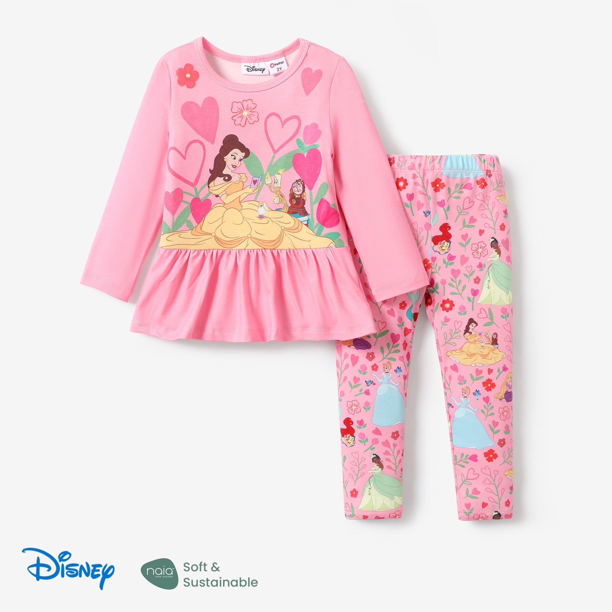 Disney Princess 2pcs Toddler Girl Set With Ruffle Edge