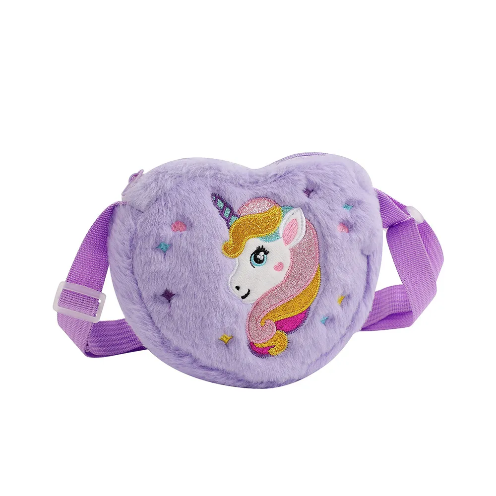Bolso de hombro de unicornio lindo de dibujos animados para niños pequeños / niños Púrpura big image 1