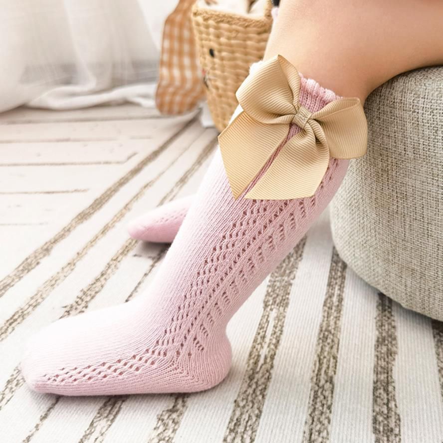 Baby/toddler Combed Cotton High Elastic Bow Socks