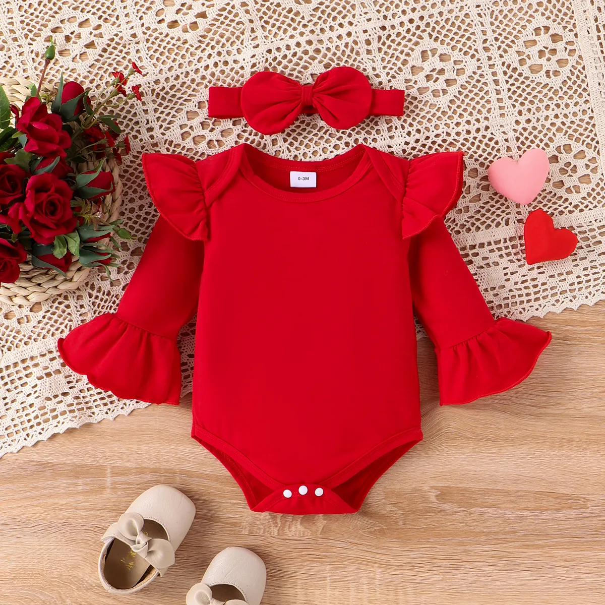 3 Stück Baby Hypertaktil Bär Süß Langärmelig Kostümrock rot big image 1