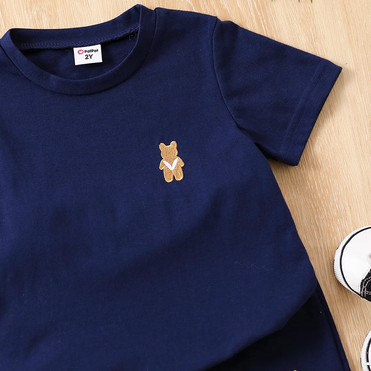 2 Stück Kleinkinder Jungen Lässig T-Shirt-Sets dunkelblau big image 1