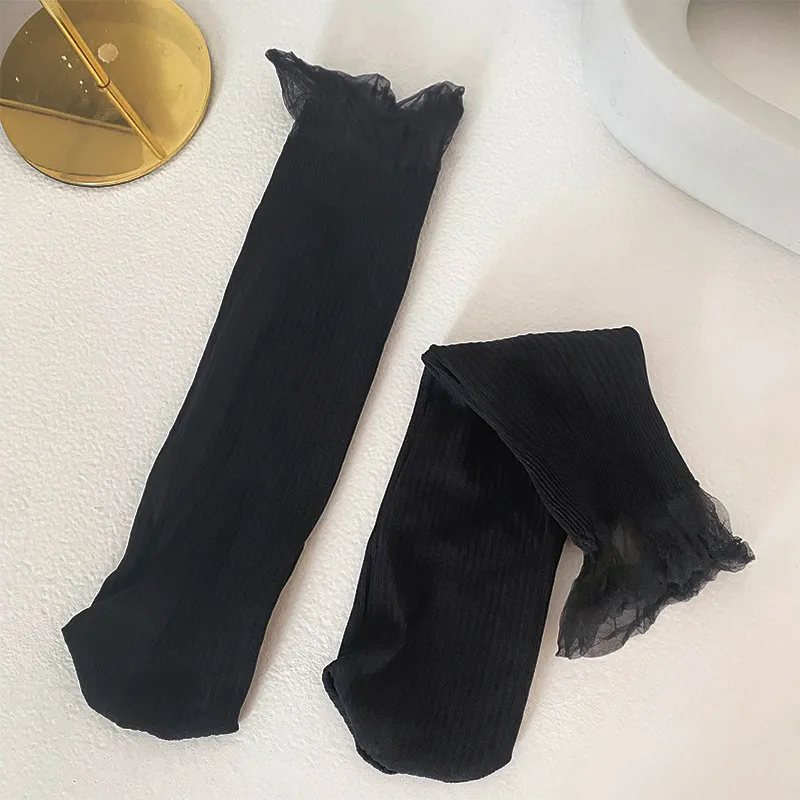 Chaussettes pour tout-petits/enfants Chaussettes à poils en dentelle respirantes pour filles