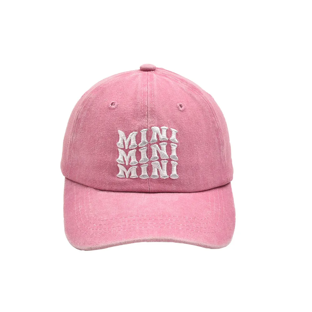 家庭配套棒球帽MAMA MINI字母印花成人兒童戶外活動太陽帽 粉色 big image 1