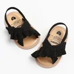 Baby Ruffle Sweet Solid Toddler Sandals  Black