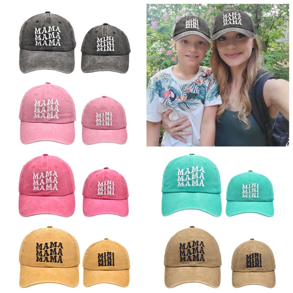 家庭配套棒球帽MAMA MINI字母印花成人兒童戶外活動太陽帽