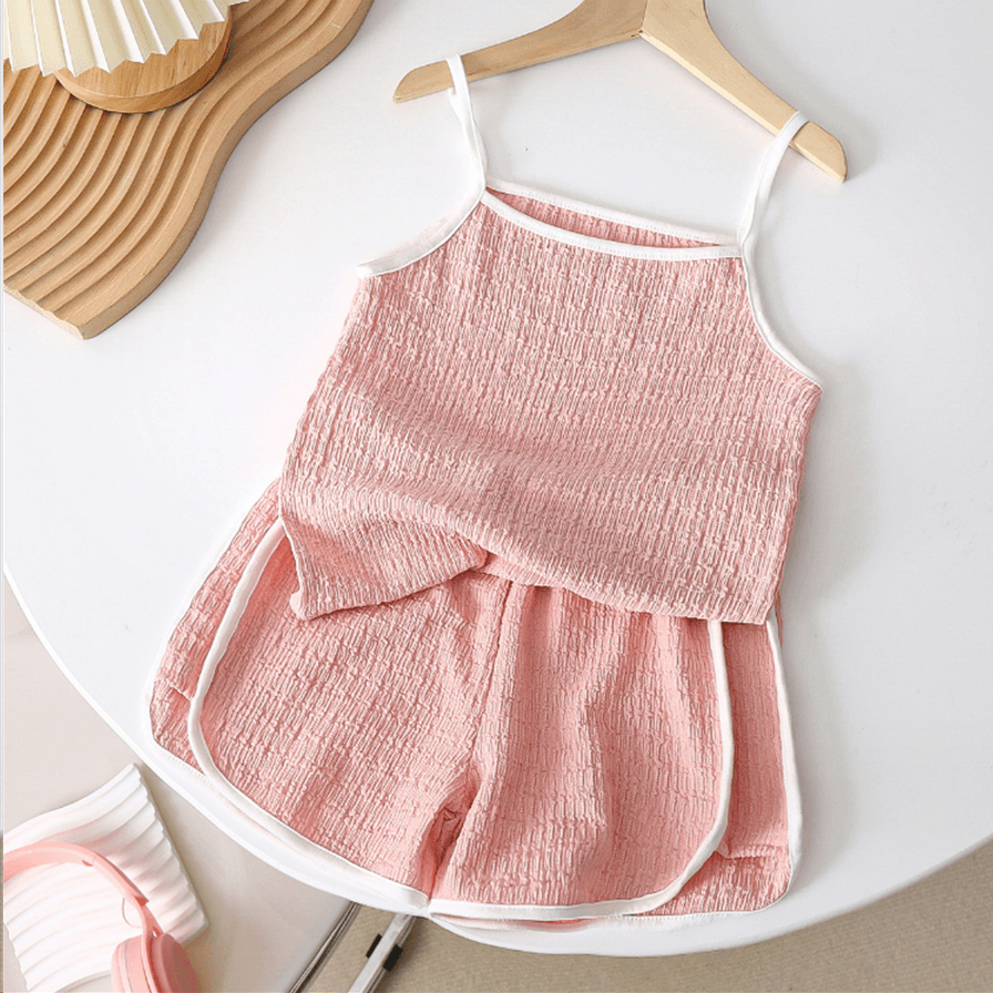 2pcs Toddler Girl Sweet Solid Color Top And Pants Sets