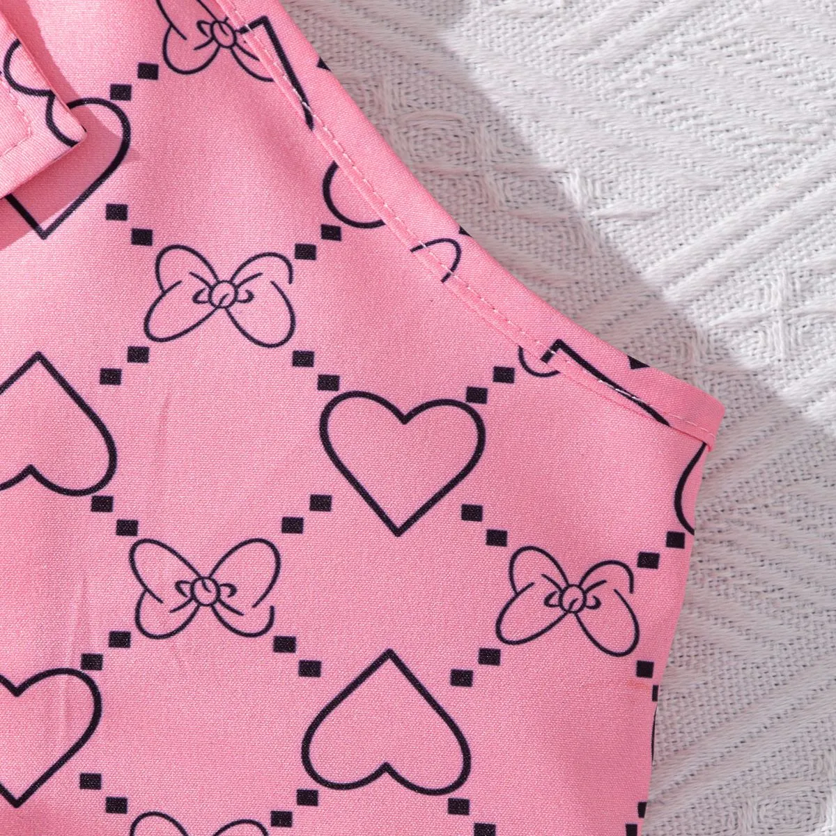 2件 大童 套裝裙 女 襟貼 心形 粉色 big image 1