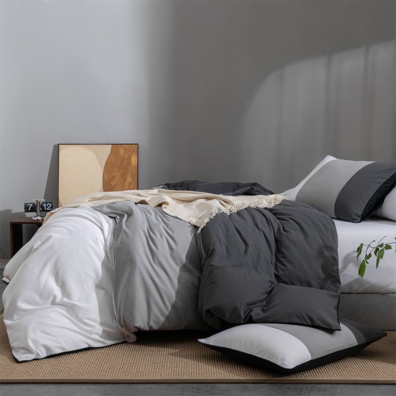 

2/3pcs Minimalist Solid Color Brushed Bedding Set with Duvet Cover