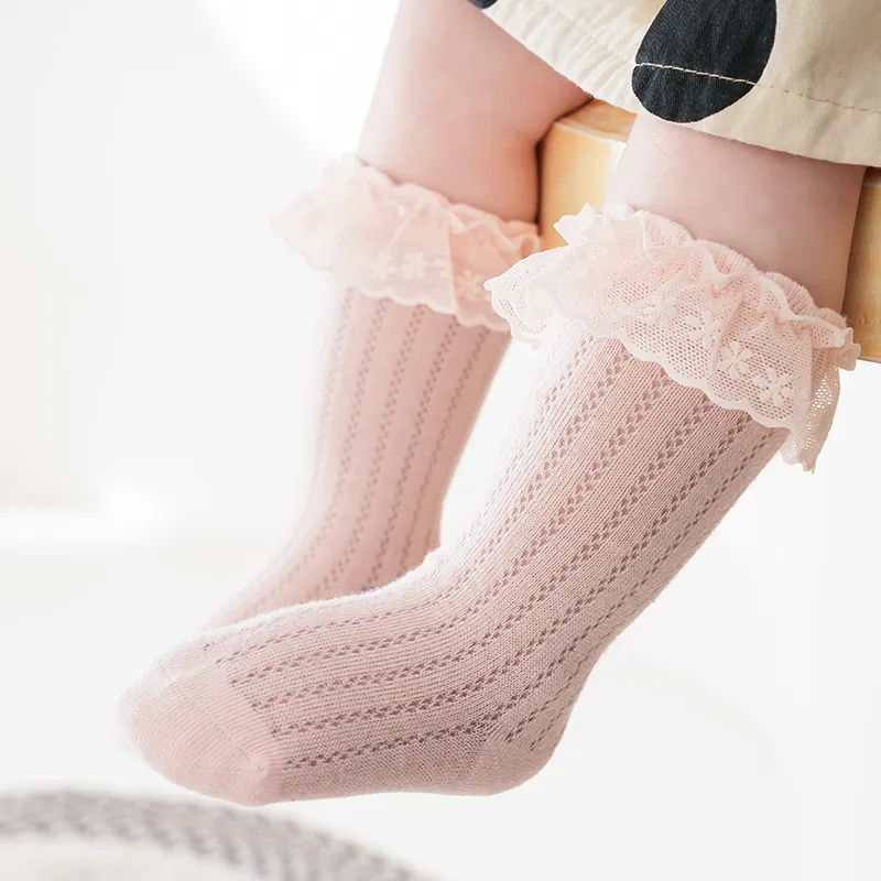 Baby/toddler Girl Summer Anti-mosquito Lace Socks Pink big image 1