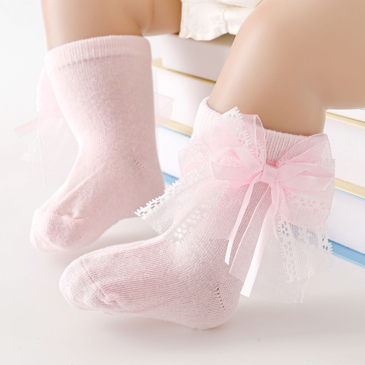 Baby Girl Sweet Lace Butterfly Bow Anti-Slip Socks